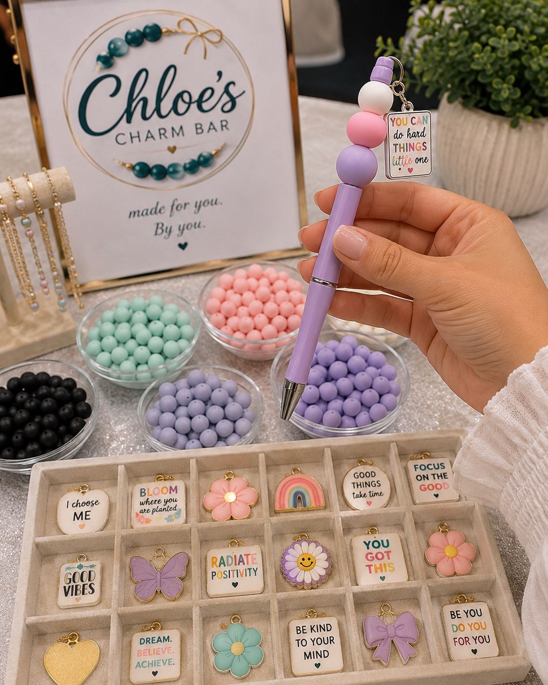 Custom silicone bead pen